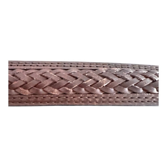 Mens Belt Braid Weaves Brown Cowhide Leather Silver Buckle Dress Pants Belt - Picture 4 of 6